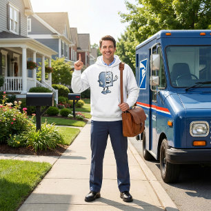 Mailbox Mascot Happy Blue Postal Character Hoodie