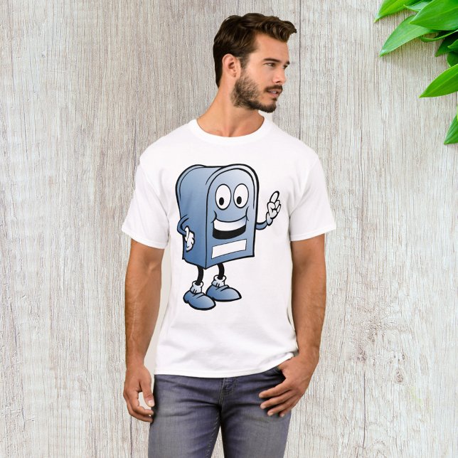 Mailbox Mascot Happy Blue Postal Character  T-Shirt (Creator Uploaded)