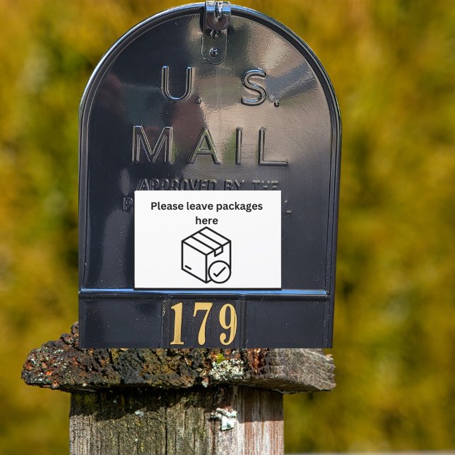 Mailbox Parcel Sticker WHITE background (size of sticker varies upon your choice of dimensions)