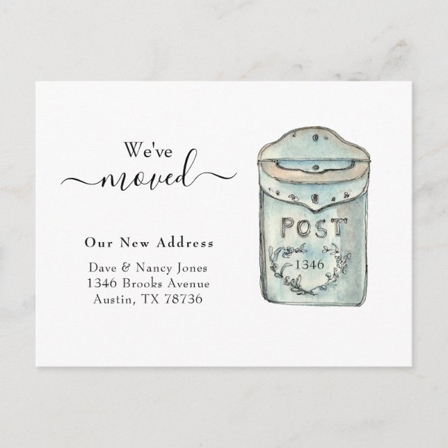 Mailbox watercolor New Home Moving Postcard (Front)