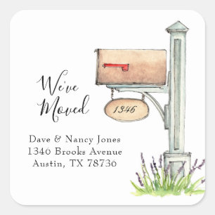Mailbox   We've moved   New Home  Return address  Square Sticker