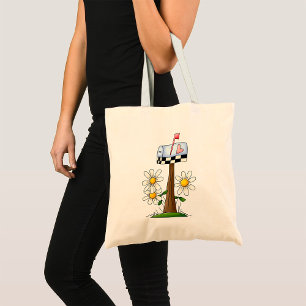 Mailbox with Daisies and Heart Flag Country Garden Tote Bag
