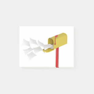 Mailbox with flying letters post-it notes