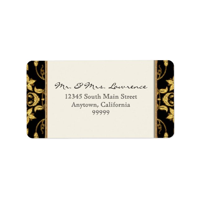 Mailing Label Floral Damask Glitter Formal Wedding (Front)