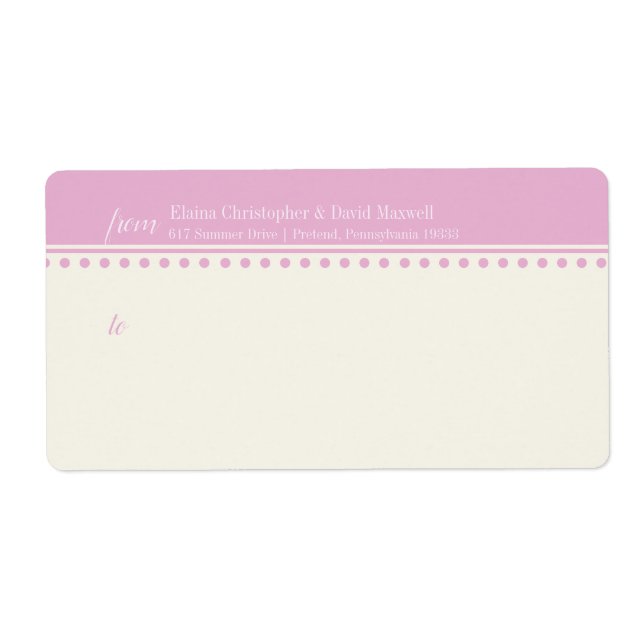 Mailing Label for Wedding Invitations, Pink (Front)