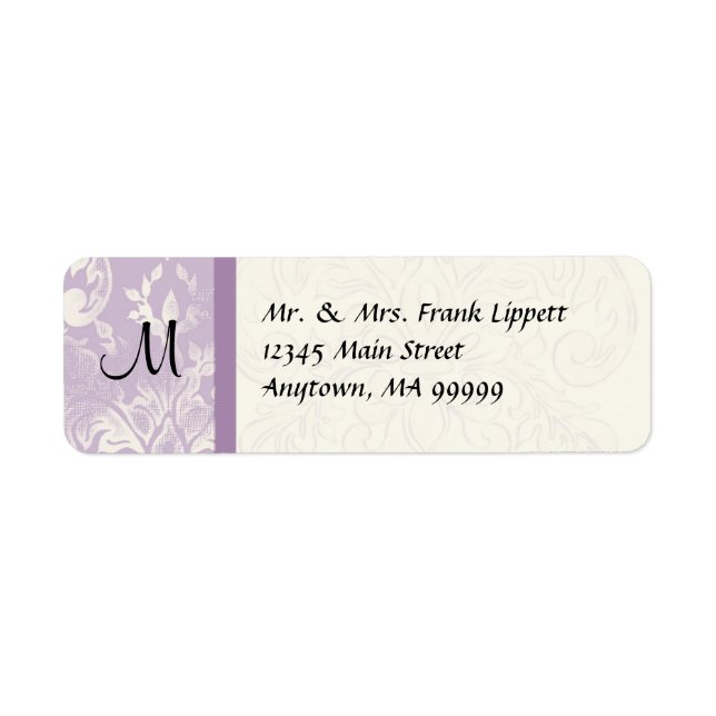 Mailing Labels - Fleur di Lys Damask - Lavender (Front)