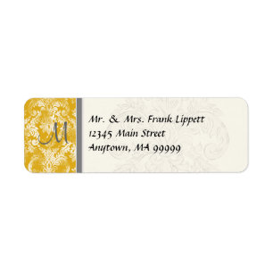 Mailing Labels - Fleur di Lys Damask - Mustard