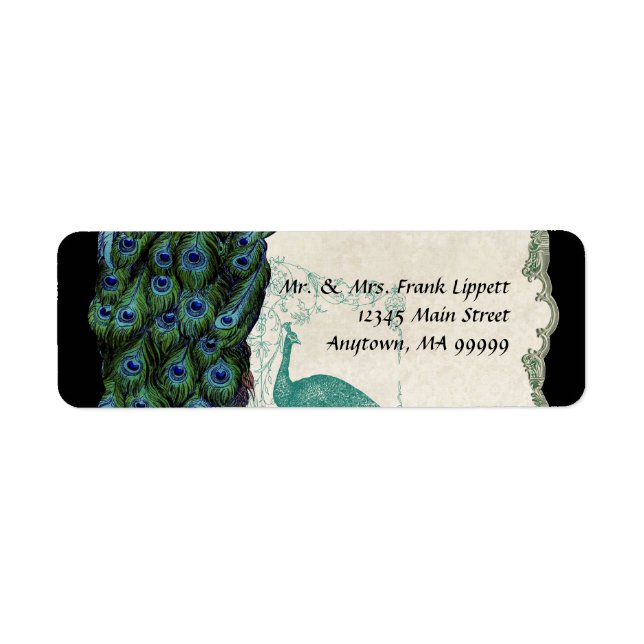 Mailing Labels - Vintage Peacock & Feathers 5 (Front)