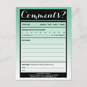 mailing list comment card with logo