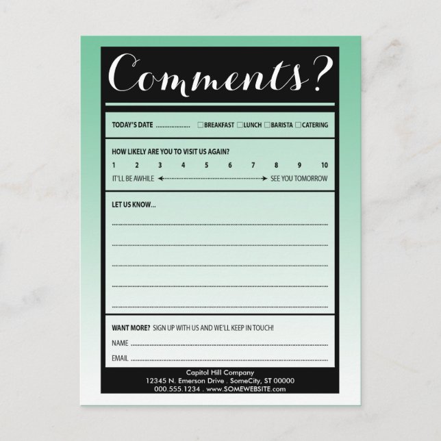 mailing list comment card with logo (Front)