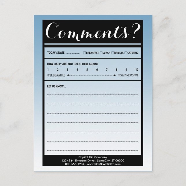 mailing list comment card with logo (Front)