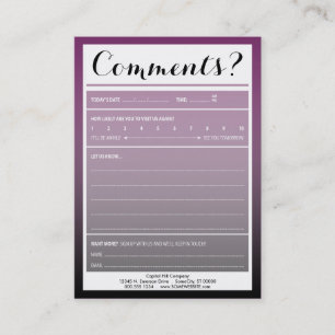 mailing list comment card with logo
