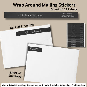 Mailing Stickers, Black White Wrap Around Label
