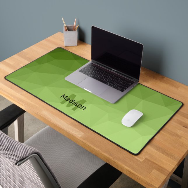 Maillon géométrique vert vert ombre Monogramme (Bureau 2)