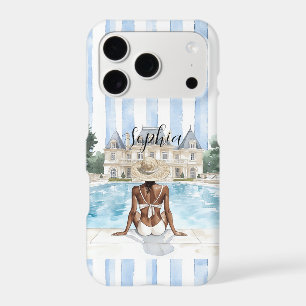Maillot de bain rayé bleu et blanc femme noir