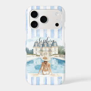 Maillot de bain rayé bleu et blanc pour femme