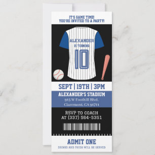 Maillot de Baseball Billet Invitation Anniversaire