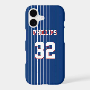 Maillot de Baseball Rouge Blanc et Bleu Nom Numéro