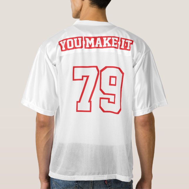 Maillot De Foot Pour Hommes 2 Côté RED WHITE Mens Football Jersey (Dos)