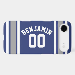 Maillot de sport bleu et argent personnalisé avec