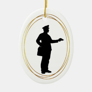 Mailman Black Silhouette Christmas Ornament