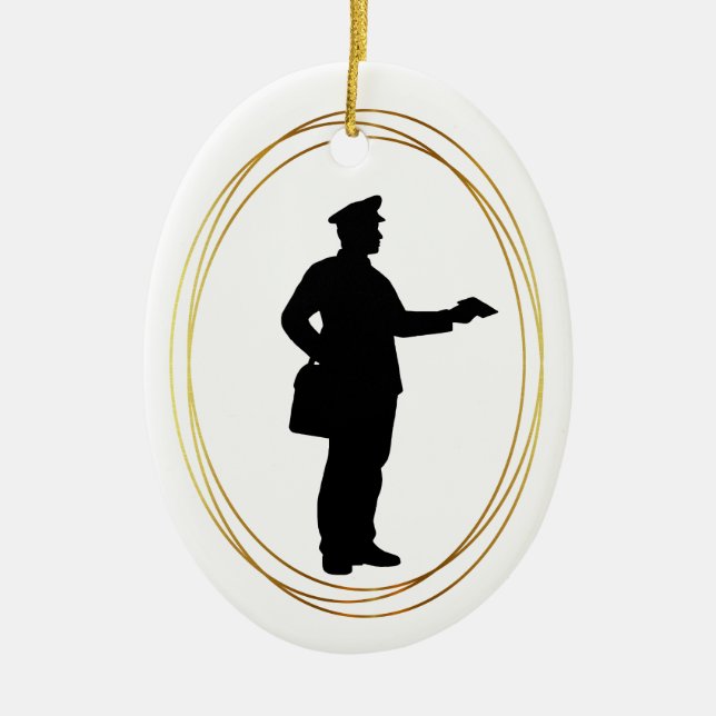 Mailman Black Silhouette Ornement de Noël (Devant)