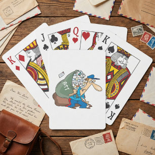 Mailman Carrying A Large Sack Playing Cards