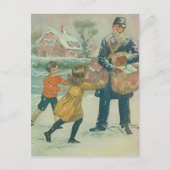 Mailman & Children Postcard (Front)