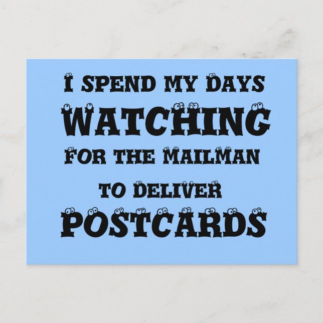 mailman Delivering Postcards - Funny Eyes Postcard (Front)