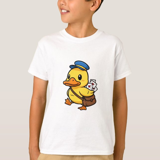 Mailman Duckling Postal Service Kids T-Shirt (Front)