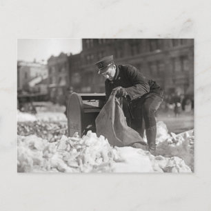 Mailman in the Snow, 1922 Postcard