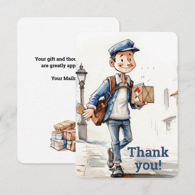 Mailman Letter Carrier  Thank You Card (Front/Back)