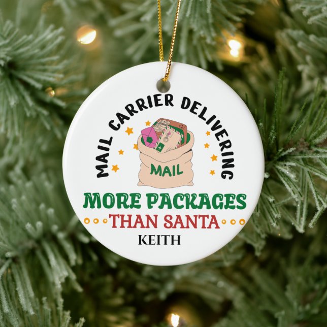   Mailman Mail Carrier Personalized   Ceramic Ornament (Tree)