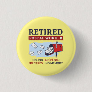 Mailman Retirement Retired Postal Worker 1 Inch Round Button