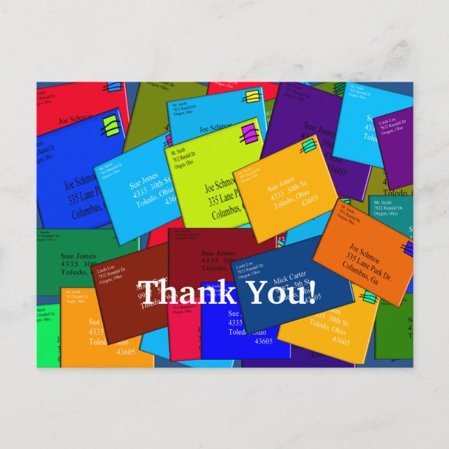 Mailman THANK YOU POSTCARDS  Letters (Front)