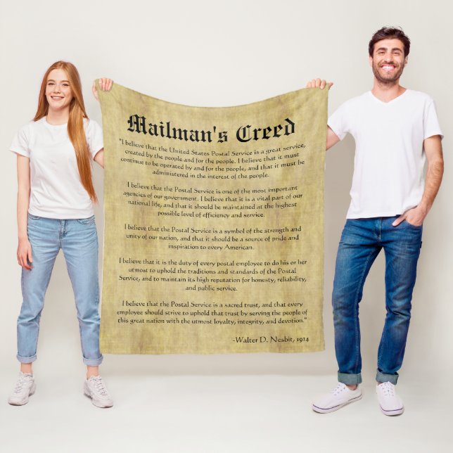 Mailman's Creed Letter Carrier Oath Fleece Blanket (In Situ)