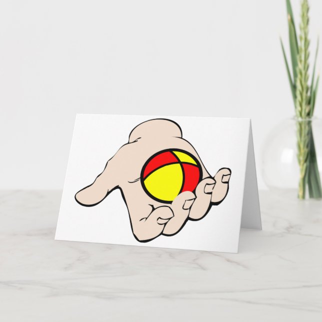 Main Avec Des Cartes De Voeux À Balle Jonglage (Devant)