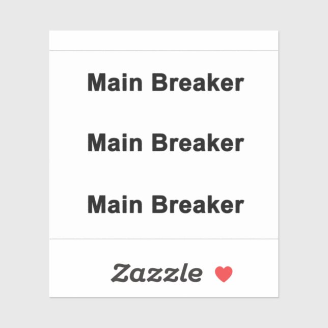 Main Breaker Sticker Label X3 (Sheet)