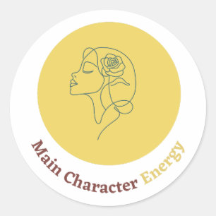 Main character energy classic round sticker