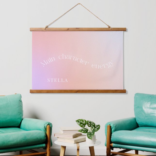 Main character energy pastel aura modern elegant hanging tapestry (Living Room)