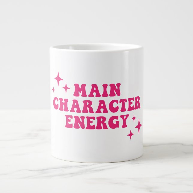 Main Character Energy Pink Large Coffee Mug (Front)