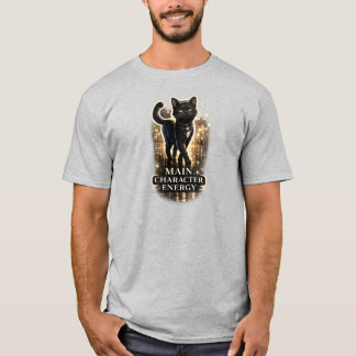 Main Character Energy – Stylish Black Cat Aestheti T-Shirt
