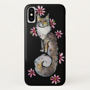 Main Coon Dilute Calico Cat Pink Daisy             Case-Mate iPhone Case