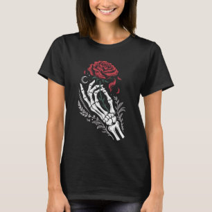 Main de squelette tenant une rose T-Shirt gothique