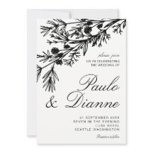 Main dessinée Feuilles botaniques Faire-part de ma
