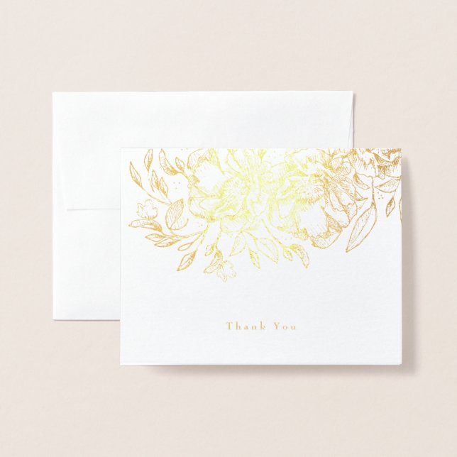 Main d'huile d'or tirée Carte de remerciements flo (Devant avec enveloppe)