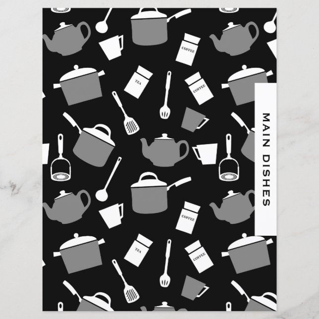 Main Dish Recipe Divider | Black & White Kitchen (Front)