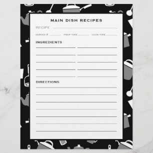 Main Dish Recipe Page Black & White Kitchen