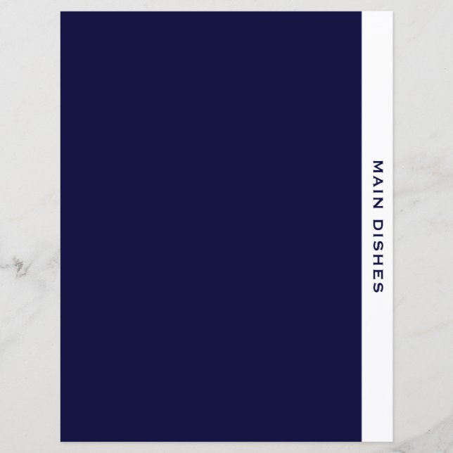 Main Dishes | Recipe Divider | Simple Navy & White (Front)