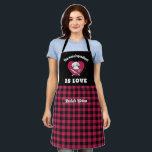 Main Ingredient Is Love Red Black Plaid Pattern Apron<br><div class="desc">Funny and cool apron to make cooking more fun. Personalized gift for family and friends who love cooking,  baking and trying new recipe in the kitchen. Customize the wording to fit your occasion. You can use the Design Tool to further change the font type,  font colour and font size.</div>
